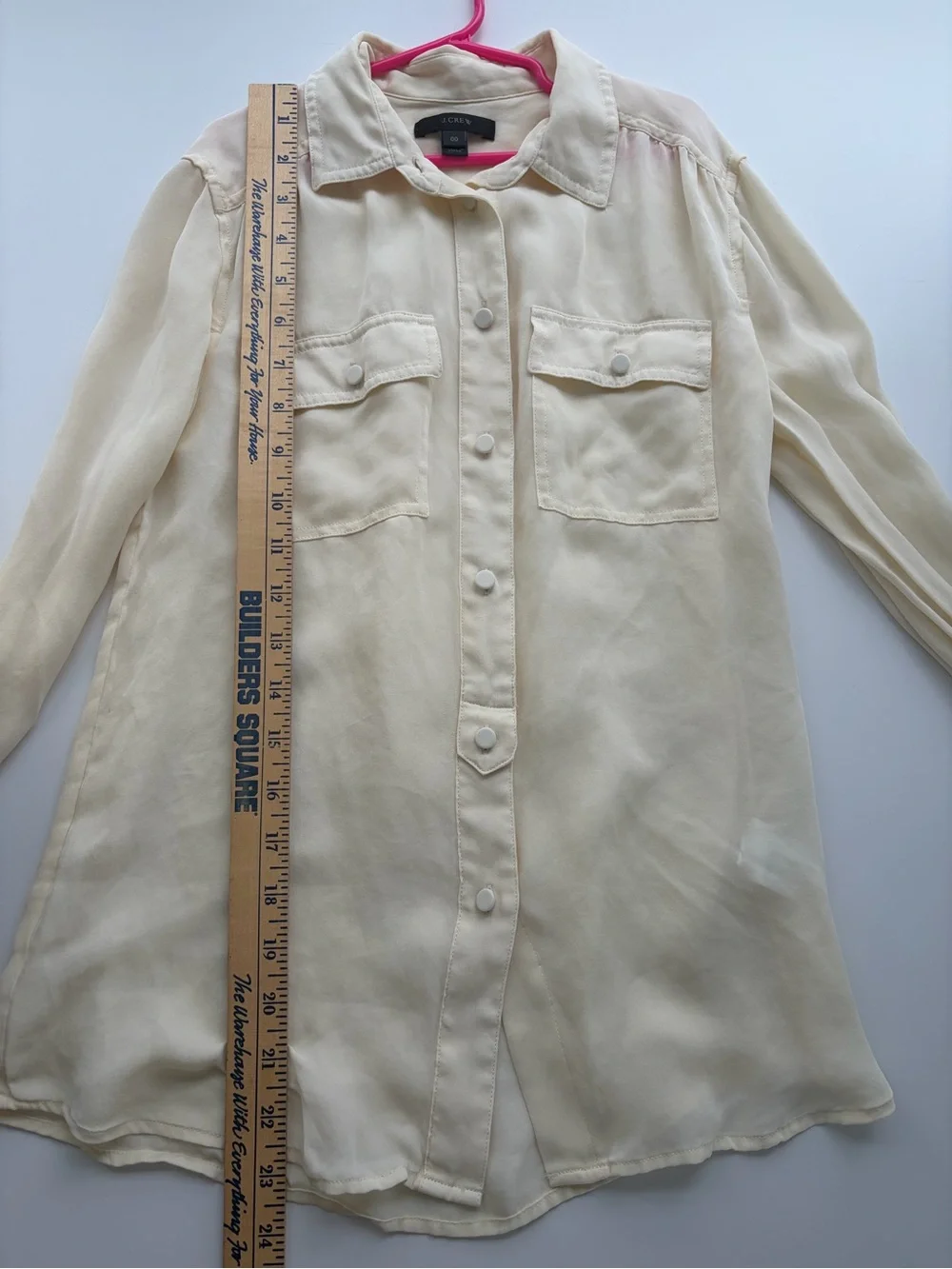 J.Crew Ivory 100% Silk Utility Button Down Shirt 00 Pocket Blouse